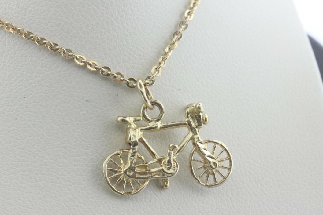 14K Yellow Gold Bicycle Bike Charm Pendant