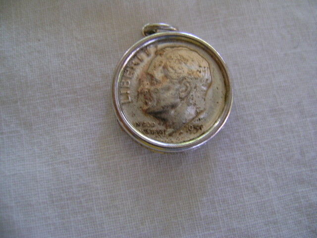 If Ever In Trouble Charm for Bracelet Sterling Silver 1959 Dime Holder