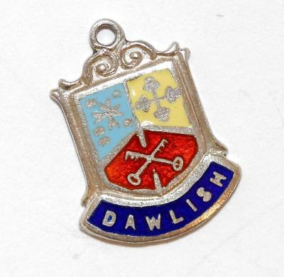 Dawlish England Sterling Silver Enamel Travel Shield Vintage Bracelet Charm
