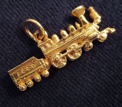 10K Gold RARE Vintage Steam Train Bracelet Charm Hallmarked