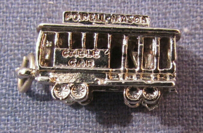 VINTAGE POWELL MASON CABLE CAR STERLING SILVER CHARM FOR CHARM BRACELET