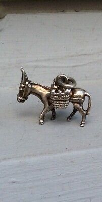 MEXICO BURRO DONKEY With BASKETS - Vintage Sterling Large Charm