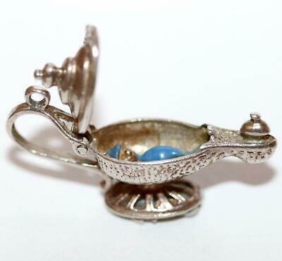 Nuvo Opening Aladdin Lamp Genie Sterling Silver Vintage Bracelet Charm 4.1g