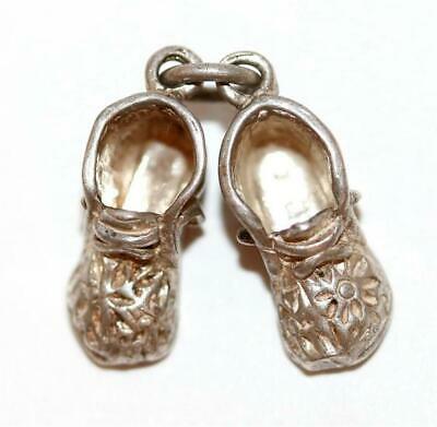Pair Of Baby Booties With Design Sterling Silver Charm With Gift Box 4.6g