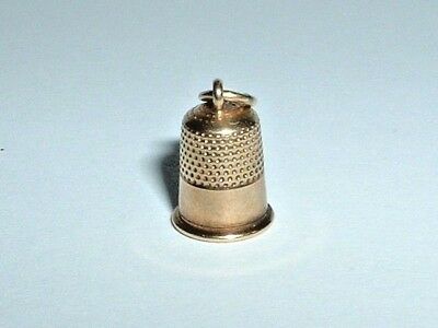 VINTAGE 14K YELLOW GOLD 3D THIMBLE SEWING CHARM