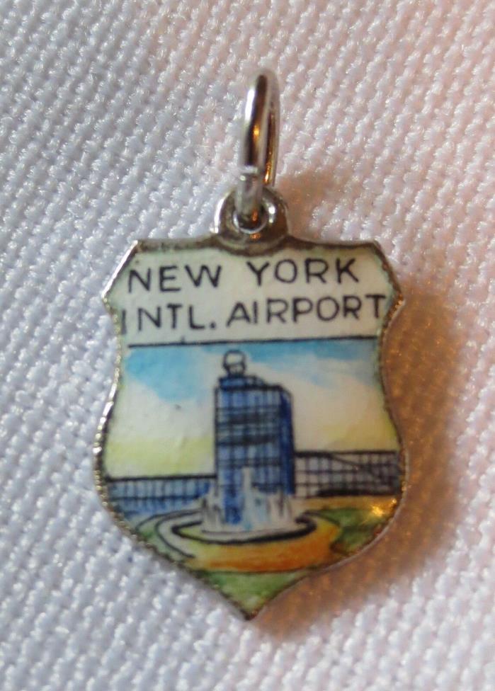 Vintage REU Sterling/Enamel New York International Airport Bracelet Charm