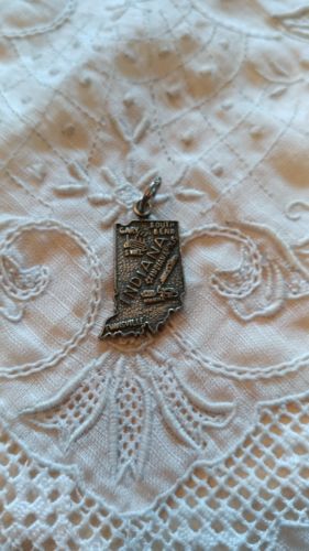 Vintage Sterling Indiana State Map Charm/Pendant