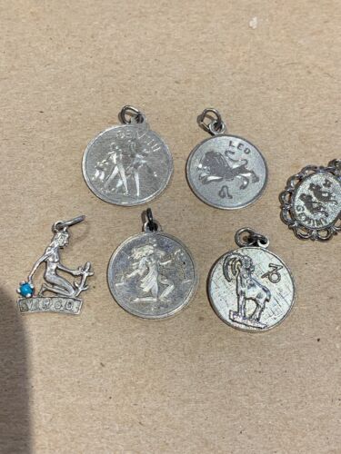 Lot 6 Sterling Silver Charm Horoscope Virgo Leo Libra Gemini 925 15.4 Grams