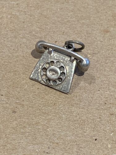Antique Danecraft Sterling Silver Retro Phone Charm Pendant 925. 3.7 Grams