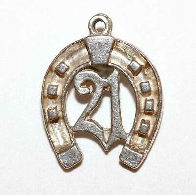21st Birthday Lucky Horseshoe Sterling Silver Bracelet Charm Pendant, Gift Box