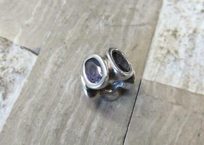 Pandora Purple Stone Accented Sterling Silver Bead / Charm ~ 15-E9040