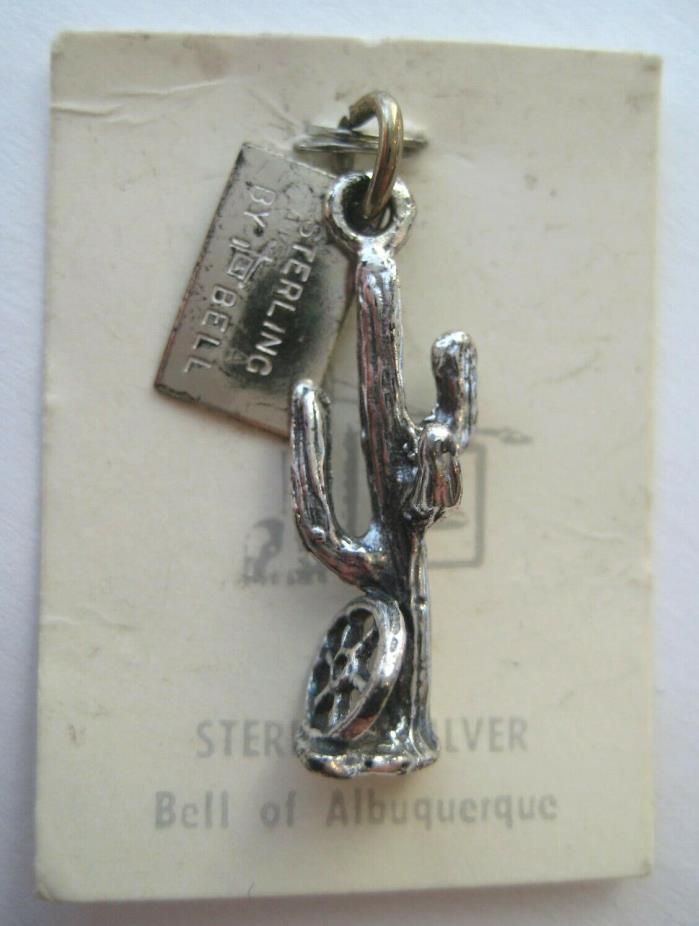 VINTAGE Sterling Desert CACTUS Silver Bracelet Charm NEW MEXICO Tag On Card