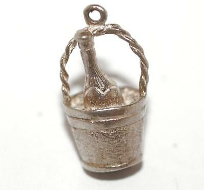 Bottle In Ice Bucket Sterling Silver Vintage Bracelet Charm With Gift Box 2.7g