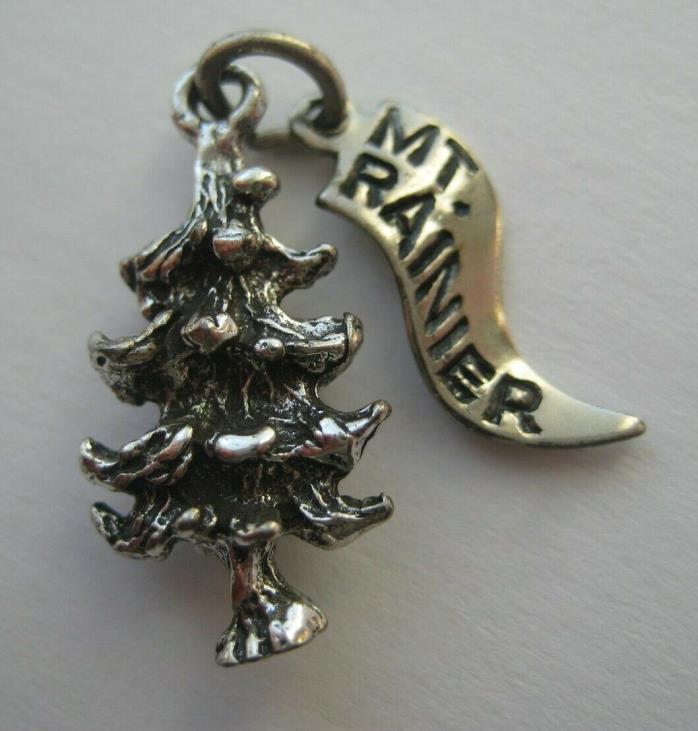 VINTAGE Sterling MOUNT RAINIER FOREST TREE Silver Bracelet Charm