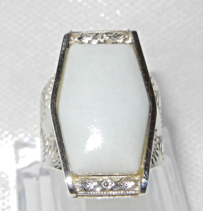 DTR Jay King Mine Finds Ring Blue Agate 925 Sterling Silver Ornate SZ 8