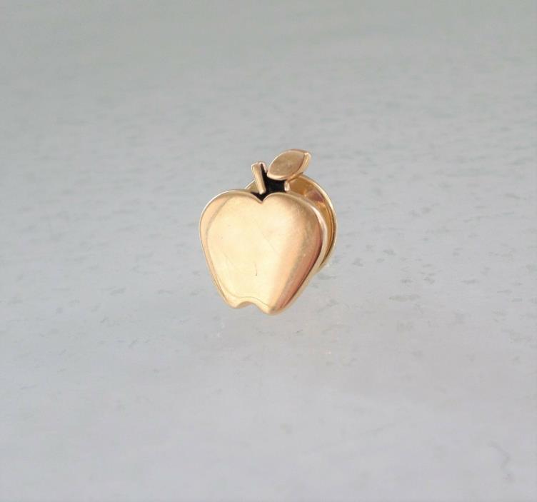 14K Gold Stamped, EMB, cTo Signed, Small Apple Pin.