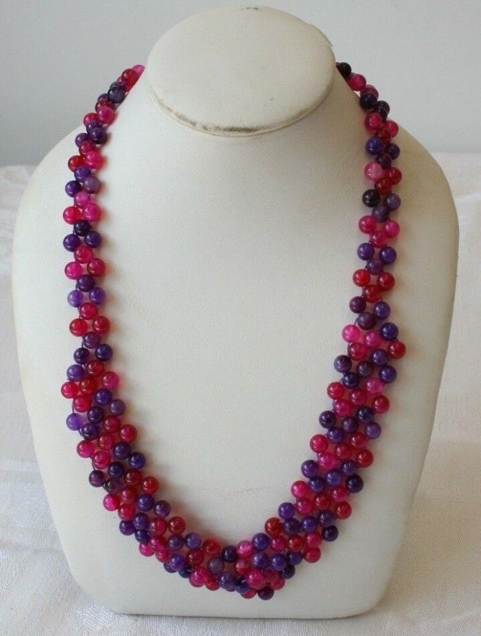 Gorgeous Multi Color Purple Pink Stones Necklace Signed AIL .925 Sterling Silver