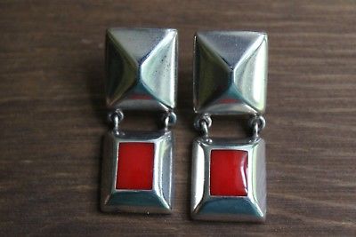 Bayanihan Modernist 925 Sterling Sliver Pierced Earrings Designer