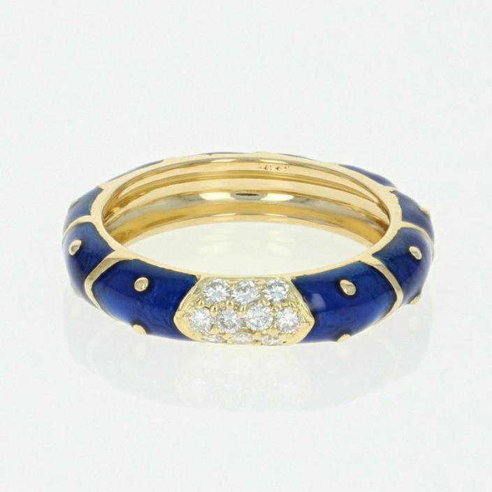 Hidalgo Rings  Gold and enamel  2 x18K gold  half diamond stackable wedding band