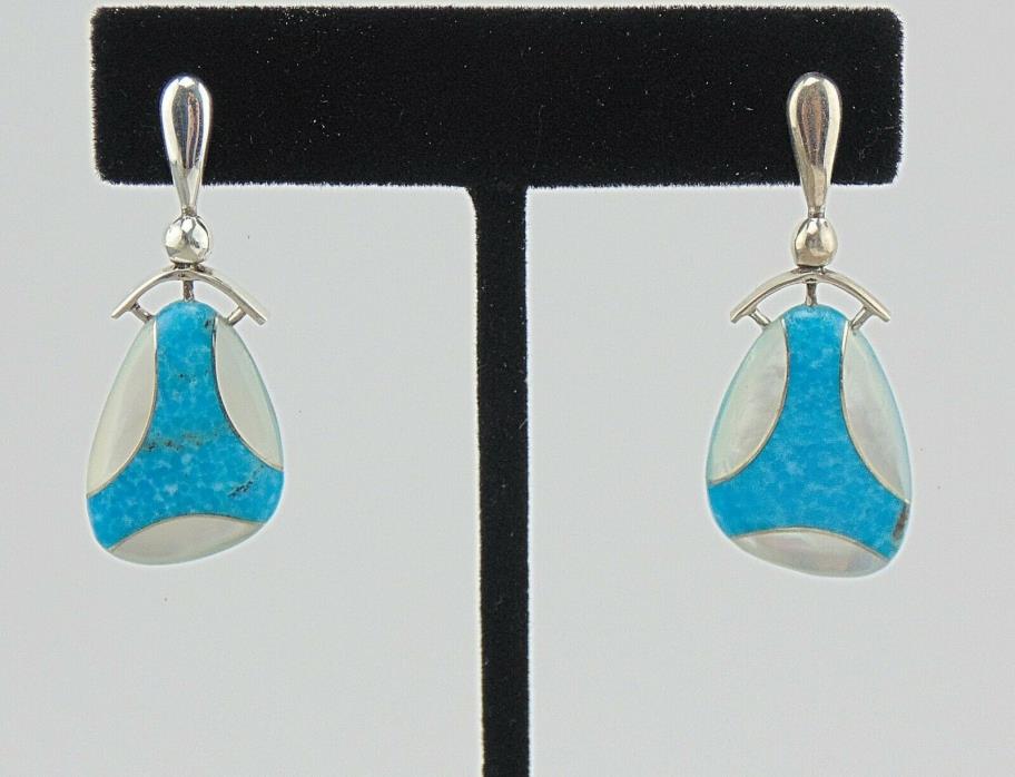 Jay King DTR Sterling Silver REVERSIBLE TWO-SIDED Turquoise MOP Earrings