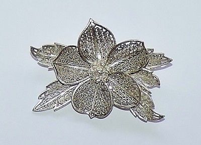 2870~Vintage Signed ALICE CAVINESS STERLING GERMANY Silver Figural Flower Brooch