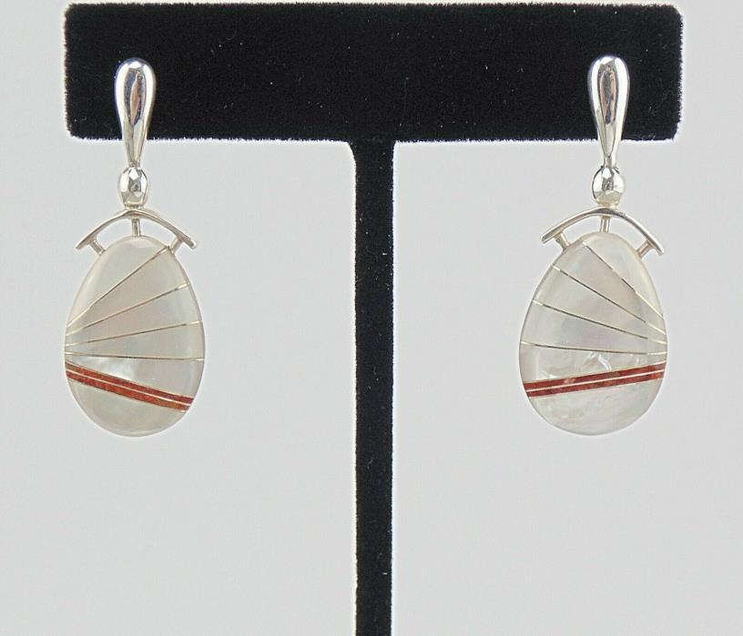 Jay King Mine Finds DTR Sterling Silver REVERSIBLE TWO-SIDED Coral MOP Earrings