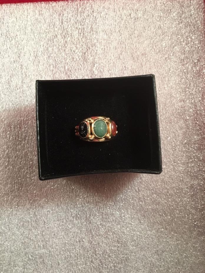 Vintage 14kt Carved Jade Scarab Ring , pure class! SAVE!!!!  SALE