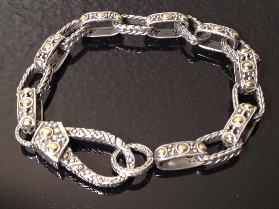 Authentic JOHN HARDY Sterling & 18K Gold FANCY DOTTED LINK BRACLET signed