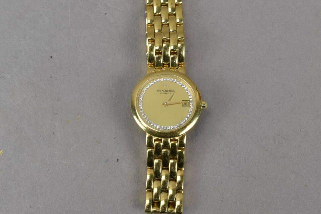 Raymond Weil Womans Watch 9918 Diamond 18k Gold Electroplated Automatic w date
