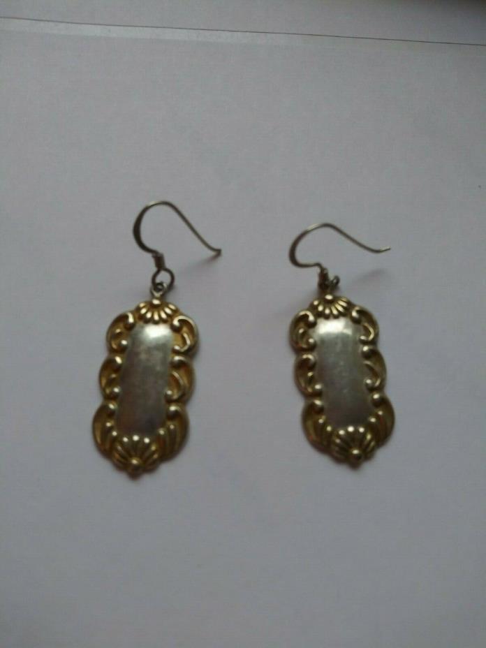 Victorian Luggage tag style Earrings  Sterling Silver