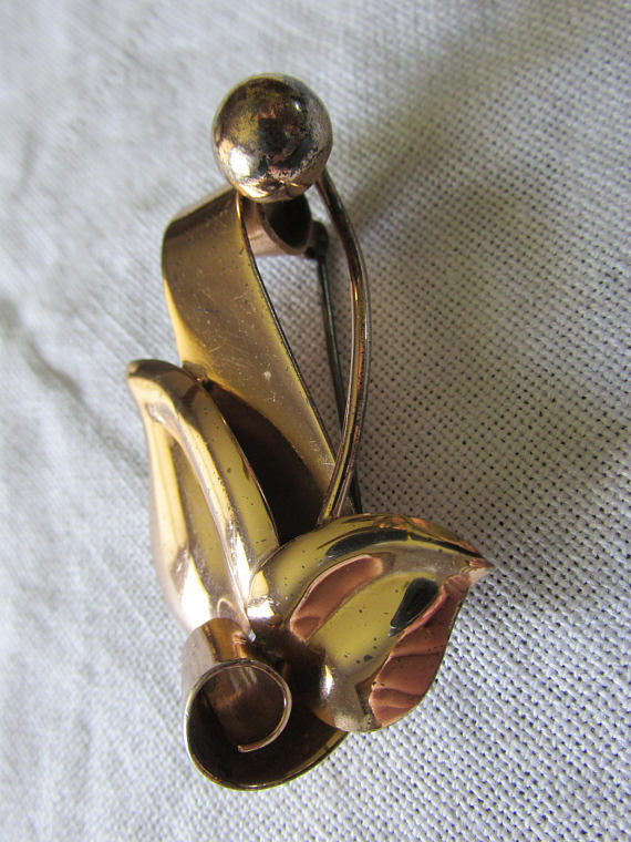 Rare STERLING NAPIER BROOCH Gold Plated (Vermeil) Marked