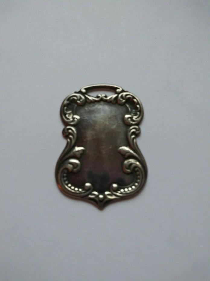 Vintage T. Foree Victorian Luggage tag stylePendant Sterling Silver