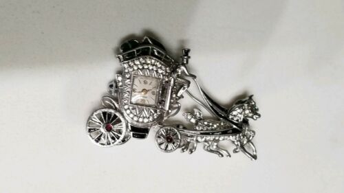 FANTASTIC BIRKS Art Deco STERLING Silver Brooch Pin Watch with STONES