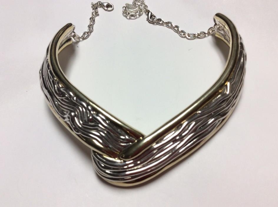 Silver BAT AMI Bib Necklace  Electroform Modernist Art Noveau 63 Grams Sterling