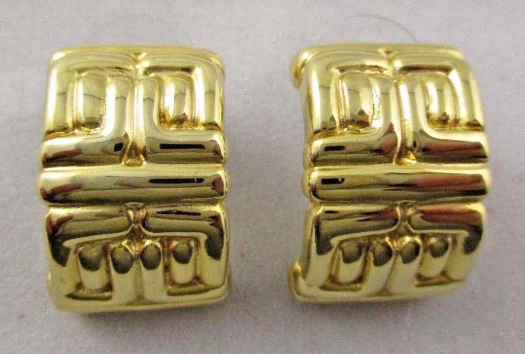 Gold GIVENCHY Grecian Design EARRINGS For Pierced Ears