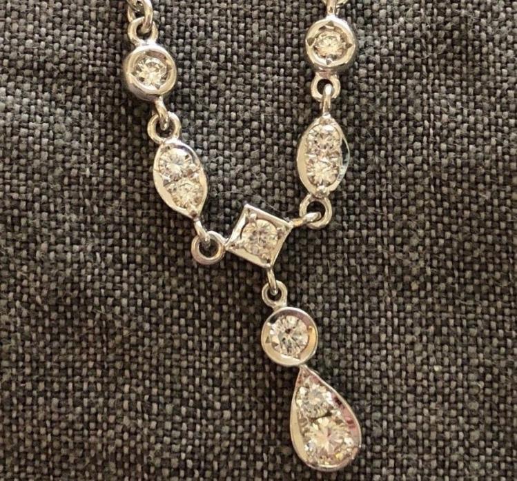 Vintage Judith Ripka 18K White Gold Diamond Necklace 16