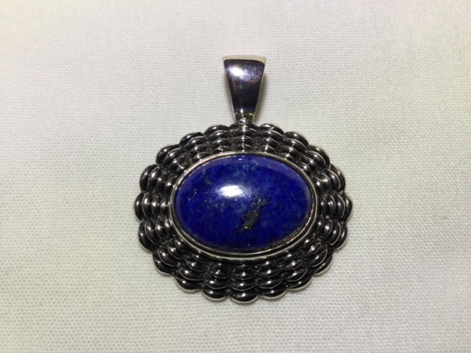 Signed ESPO/SIG Lapis Lazuli Cabochon Sterling Silver Pendant (Vintage) No Chain