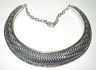 HUGE WIDE MODERNIST BASKET WEAVE SCULPTED STERLING SILVER ELECTROFORM NECKLACE