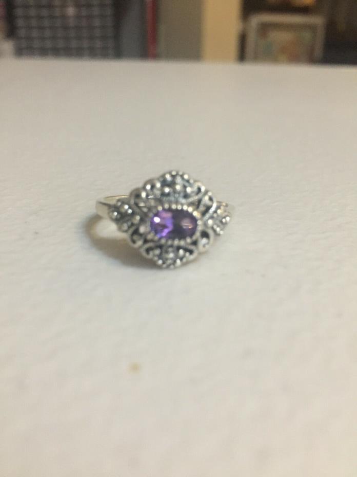 Sarah Coventry Sterling Silver AMETHYST FILIGREE Ring Size 8, NEW