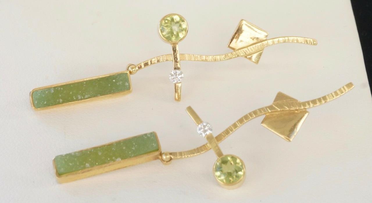 Jewelsmith Designer Diamond & Gemstone 18k Yellow Gold Dangle Drop Earrings