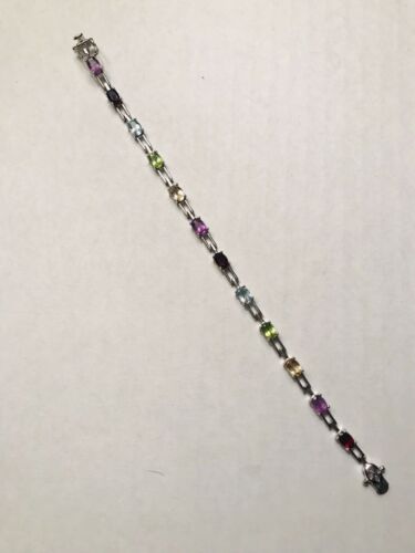 Womens Sterling Silver Bracelet With Gem Stones