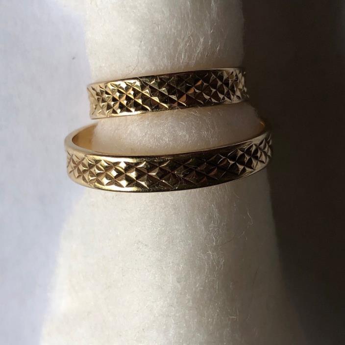 ARTCARVED 14K YELLOW GOLD CHECKERED CROSSHATCHED MENS & WOMENS STACKABLE RING