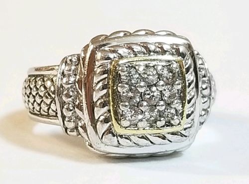Judith Ripka Diamond 18k Sterling Silver Ring Pave 0.35 tcw 10.9 grams size 7