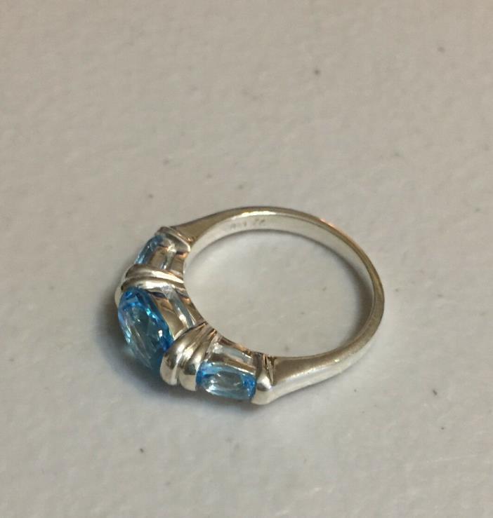 Sarah Coventry Sterling Silver BLUE TOPAZ RING, size 6, NEW