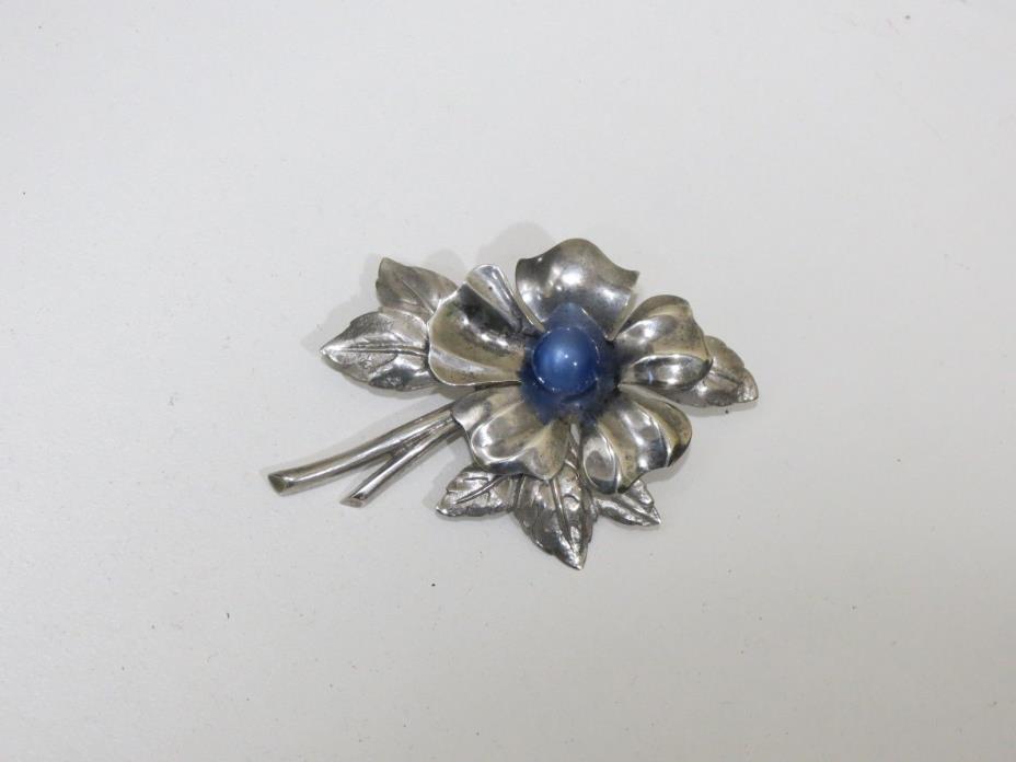 Vintage Taylord Sterling Silver Flower Brooch/Pin, Signed