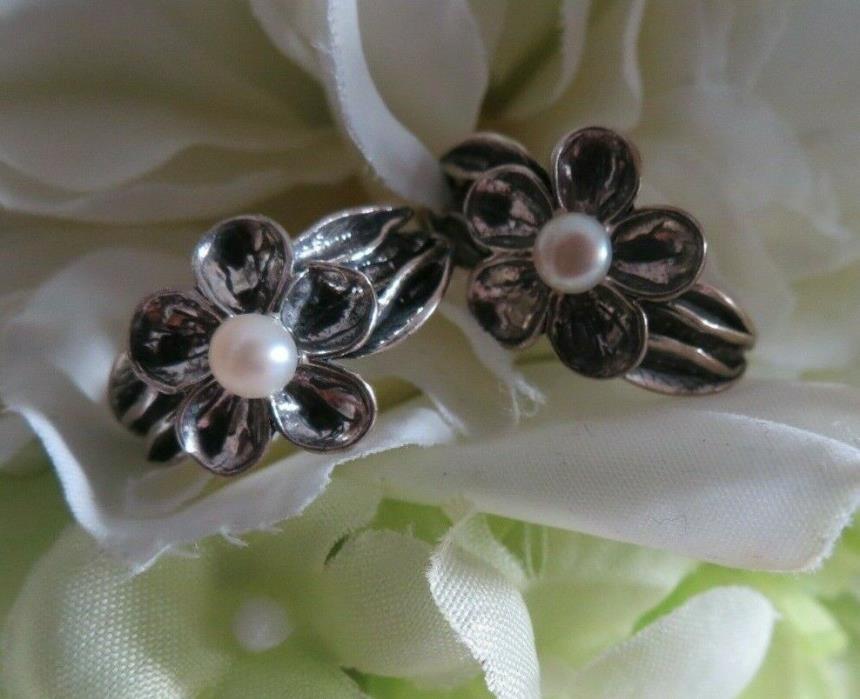 Or Paz Sterling Cultured Pearl Floral Hoop Earrings- Pierced
