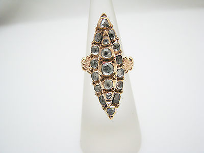 a881 Unique 1700's Single Rose Cut Diamonds Dinner Ring in 9k Rose Gold