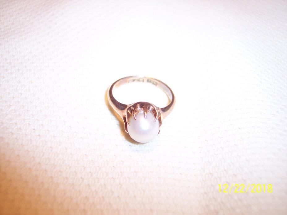 Georgian Victorian Pearl SOLITAIRE 15KT YELLOW Gold Ring NOT 14K SIZE 6