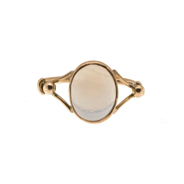 Once In A Blue Moon - Georgian 15K Rose Gold Moonstone Ring