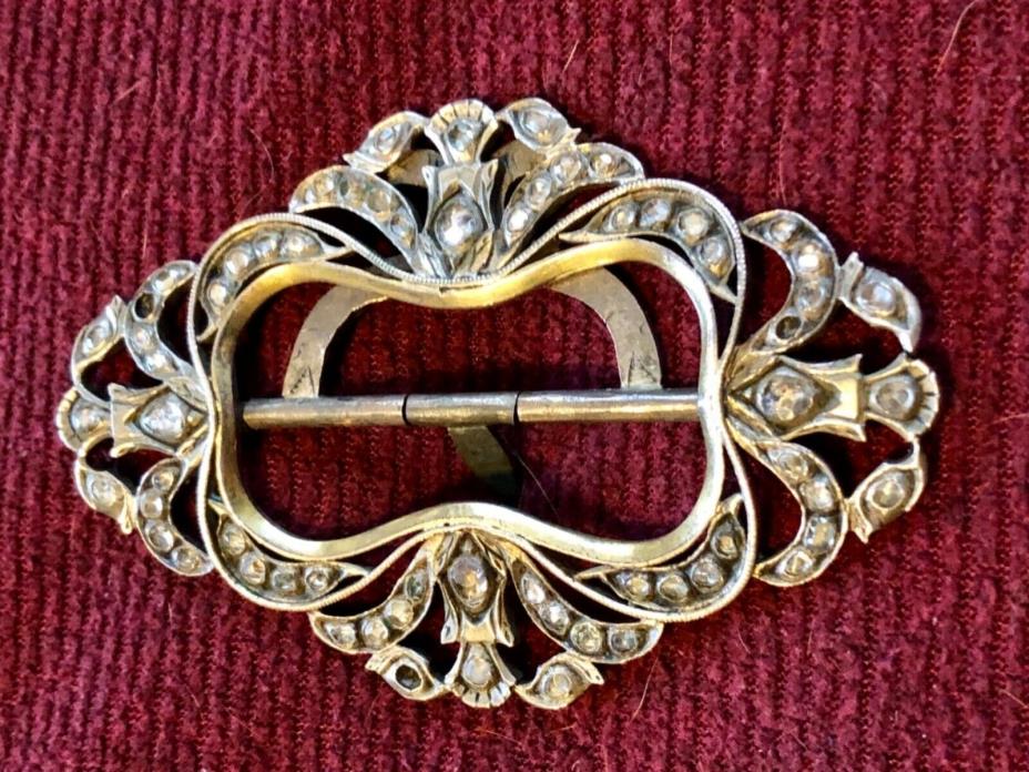 18TH CENTURY SPANISH COLONIAL WOMEN’S BELT BUCKLE SILVER AND CUT ROCK CRYSTAL